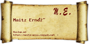 Maitz Ernő névjegykártya